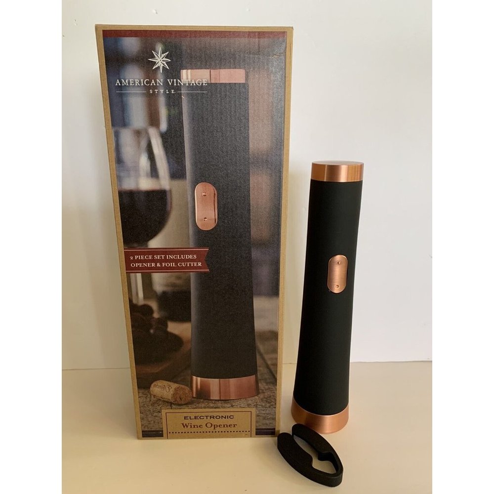 American Vintage Electronic Wine Opener & Foil Cutter New In Box